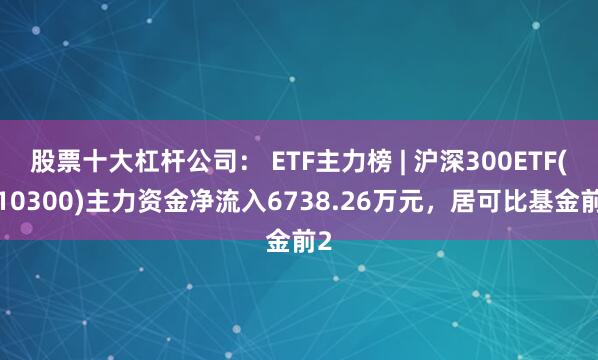 股票十大杠杆公司： ETF主力榜 | 沪深300ETF(510300)主力资金净流入6738.26万元，居可比基金前2